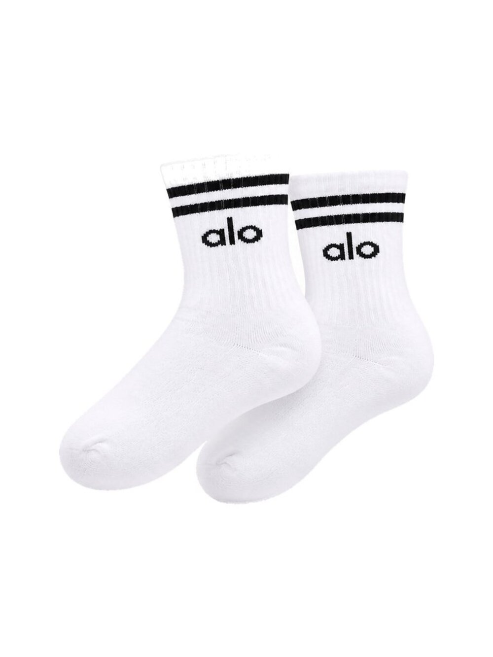 Alo Yoga Half-Crew Throwback Sock White NWT Unisex M Striped Socks